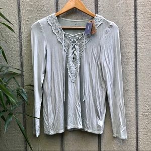 American Eagle Soft & Sexy mint green lace up top